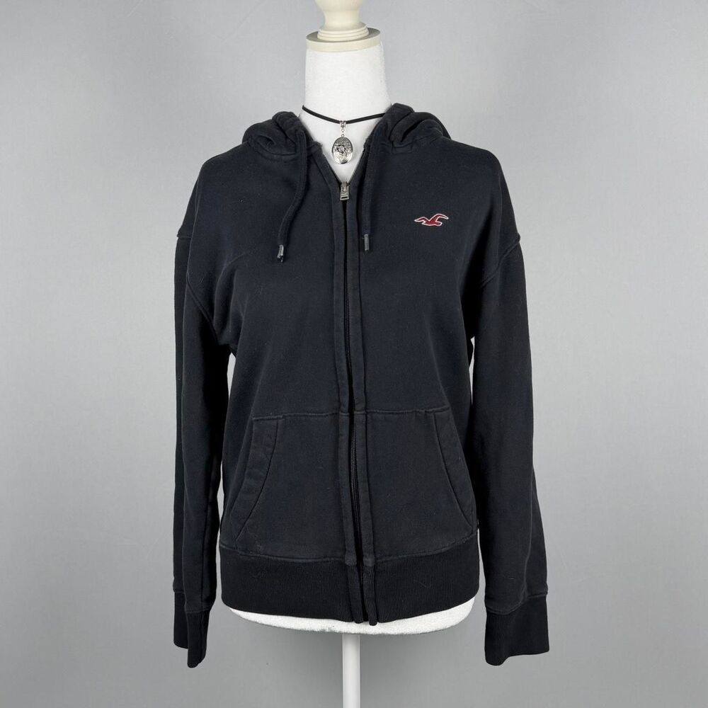Hollister-co Women's Black and Grey Hoodie